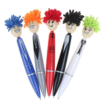 

Hot sale Pen Cartoon Smile Doll Colorful Mop Topper Pens Creative Gift Ballpoint Pen for Kids and Adults