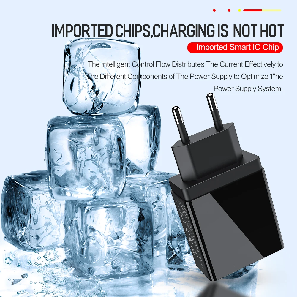 Jellico QC 3,0, 3 порта, USB зарядное устройство для телефона, светодиодный дисплей, штепсельная вилка европейского стандарта, всего макс. 3 А, умное быстрое зарядное устройство, мобильное настенное зарядное устройство для iPhone iPad
