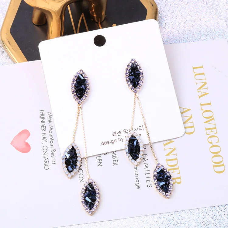 Aretes de mujer; Новинка года; синяя блестящая кисточка; серьги-подвески; ювелирные изделия; массивные серьги; корейские серьги для женщин