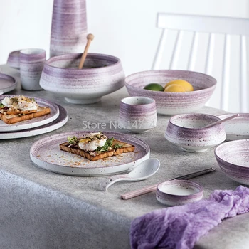 

Simple Western-style Ceramic Tableware Ceramic Bowl Rice Bowl Plate Dish Small Dish Cup Household Tableware Set