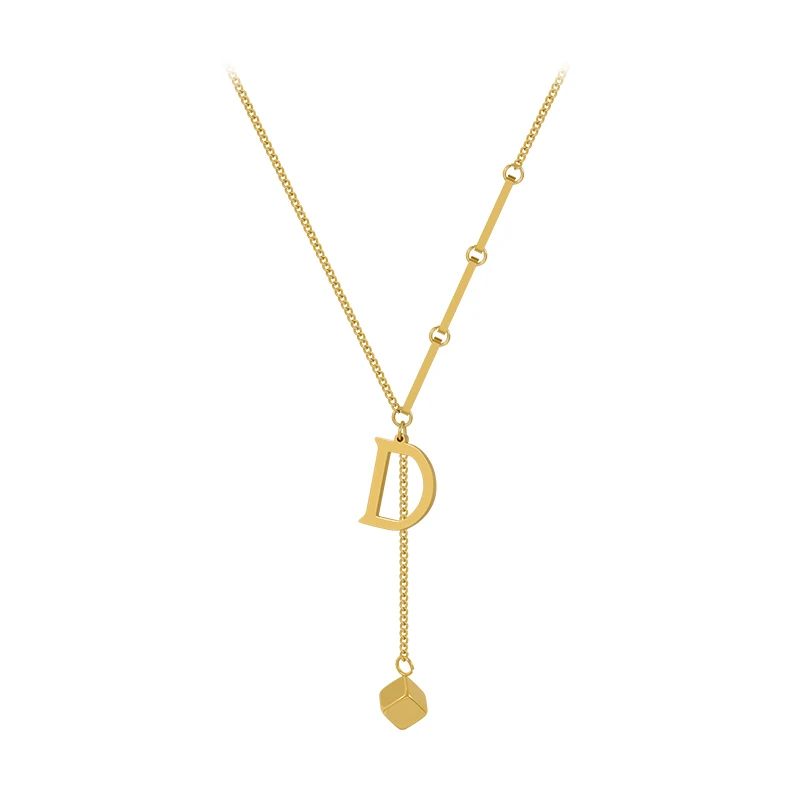 2020 new classic titanium steel D letter pendant Necklace for woman fashion jewelry autumn sweater chain girl's neck chain - Image 6