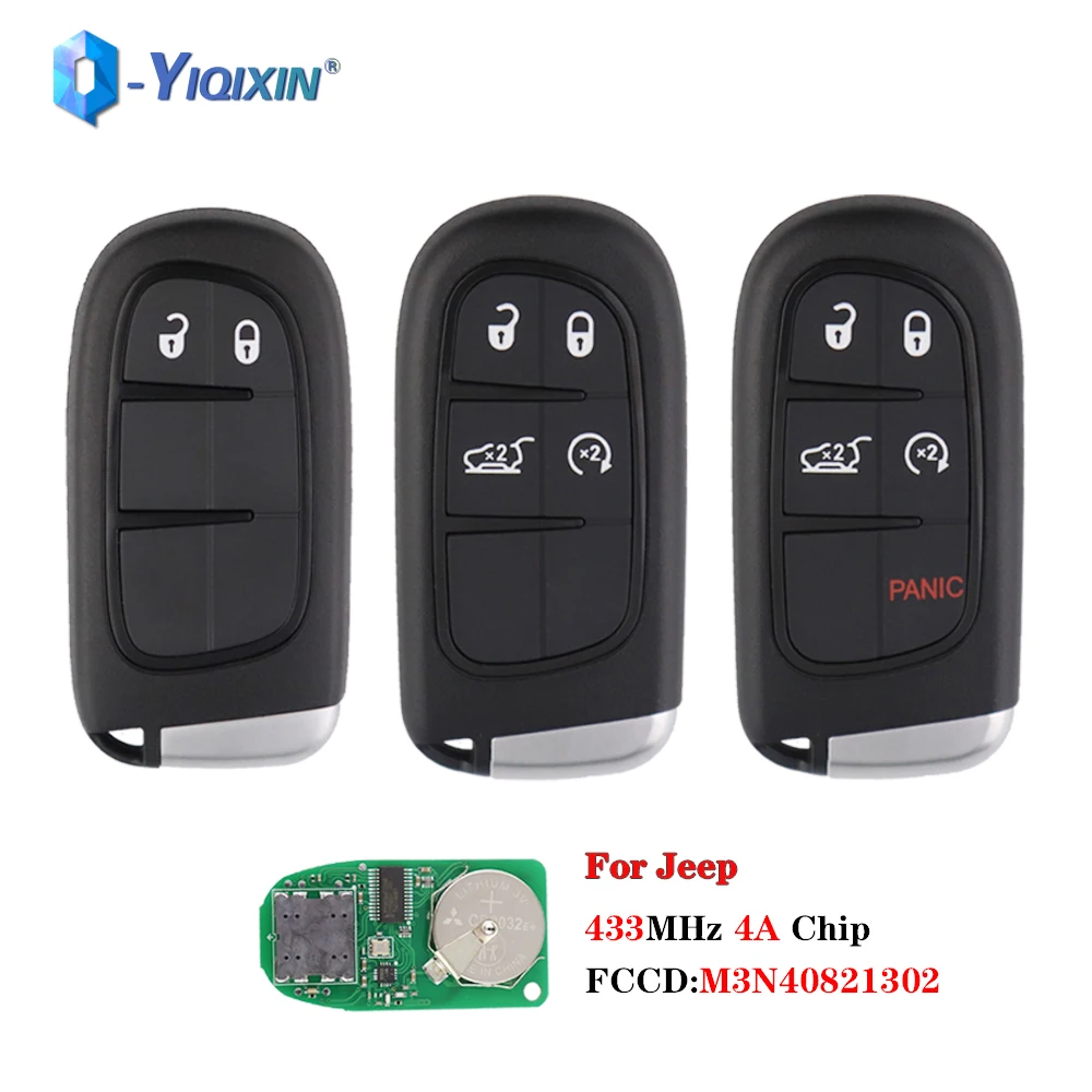 YIQIXIN 2/4/5 Buttons Remote Car Key 433MHz 4A Chip Fob For Jeep Grand Dodge RAM Cherokee 2013-2018 Durango Chrysler M3N40821302