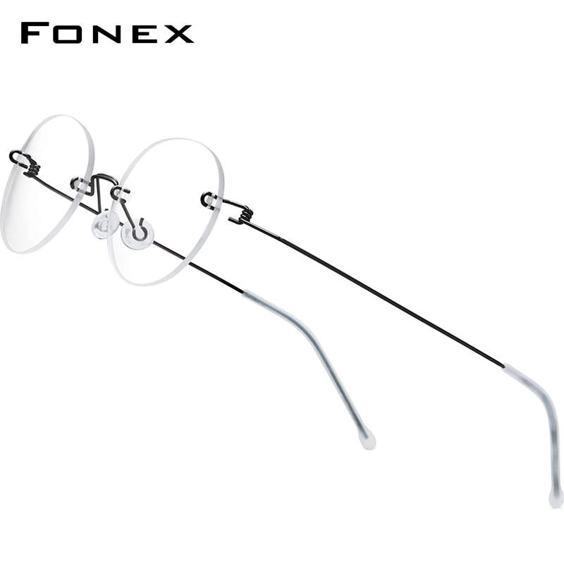 

FONEX Мужские и женские очки без винтов, титановые круглые очки без оправы в стиле ретро для близорукости, 2020, 98630