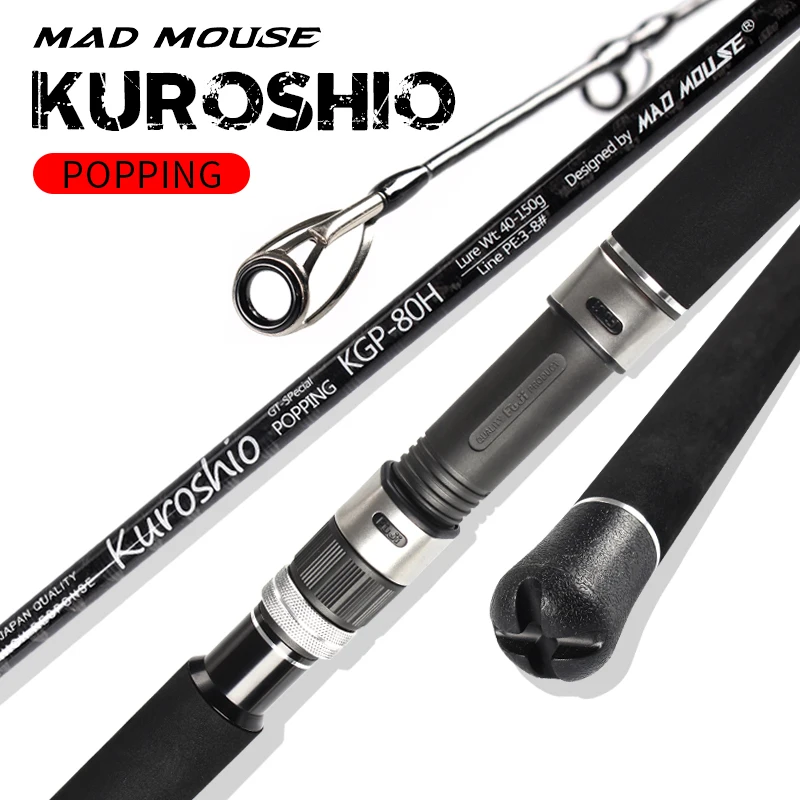 US $66.00 MADMOUSE Kuroshio FUJI Parts Carbon Fiber Spinning Fishing Popping Rod with 264m 24m PE 310 80H88XH Ocean Rod For GT Fishing