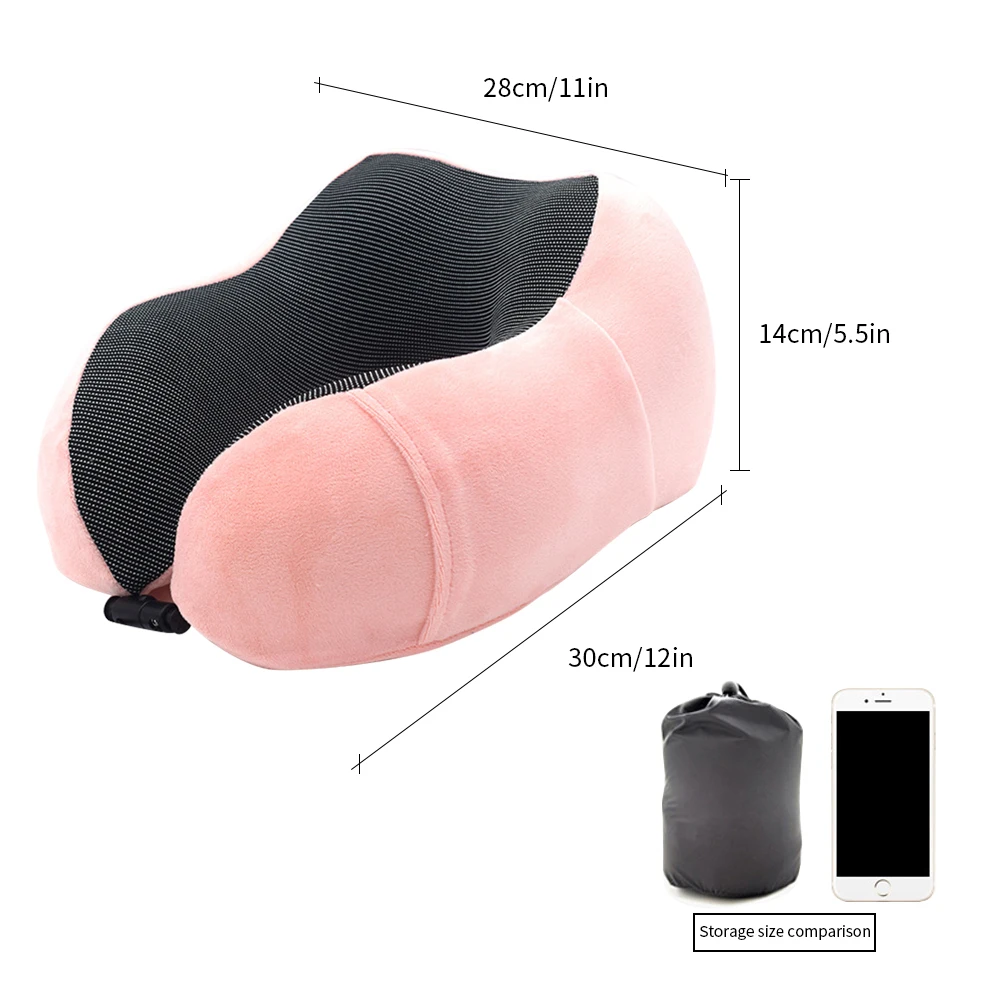 1PC U-Shape Memory Foam Neck Pillows With Storage Bag Soft Slow Rebound Space Travel Pillow Solid Neck Cervical Healthcare Hot