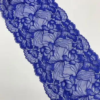 

3y/lot Width 16.50cm Floral Stretch Lace Trims Blue For Clothing Accessories Dress Sewing Applique Costume Lace Fabrics Bra