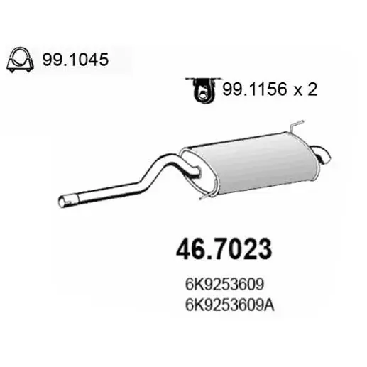 Резонатор глуш. задний Seat Inca 1.4I 11/1995 ASSO 467023