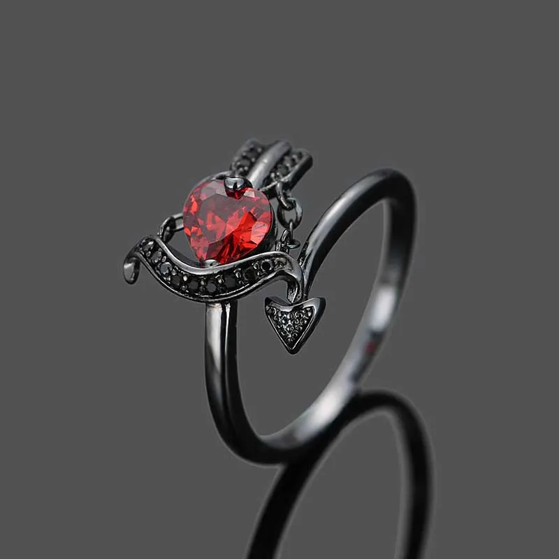 2 шт женские кольца в форме сердца кубические цирконы обручальное кольцо для женщин девочек хороший подарок на день рождения - Цвет основного камня: Красный