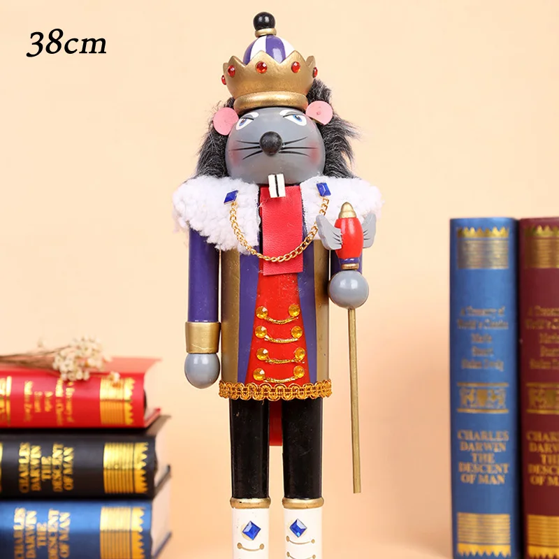 38cm Mouse king 16/26/38 см деревянный Щелкунчик кукла кукольный солдат Форма украшения кулон новогоднее; Рождественское дерево украшения подарок на день рождения - Цвет: 38cm Mouse king