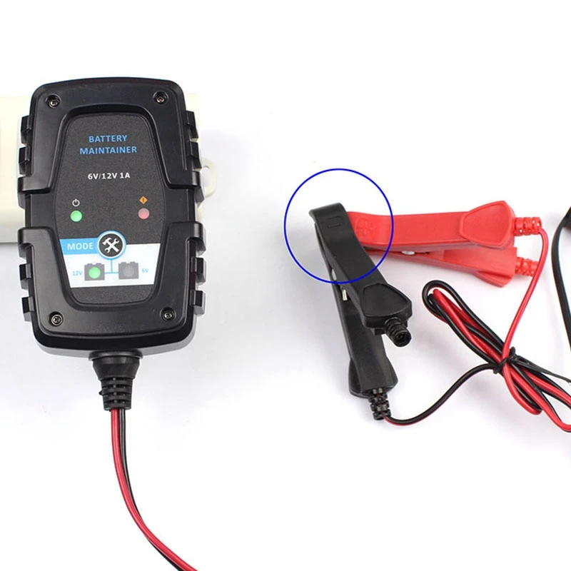 Foxsur 6V 12V 1A Auto Car Battery Charger Smart Battery Charger Maintenance For Car Motorcycle Cycle Agm Gel Vrla Battery Charge