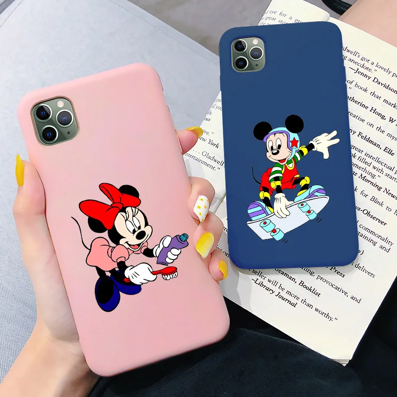 

Funny Cartoon Minnie Mouse Case For iPhone X XS MAX 7 6s 8 Plus Cute sports Mickey Phone Shell For iPhone 11 Pro Max Capa Couple