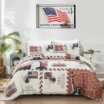 

2020 New Stamp Design Bedding Sets 2/3Pcs/Set New Style Duvet Cover Sets Single/Double /Queen Size