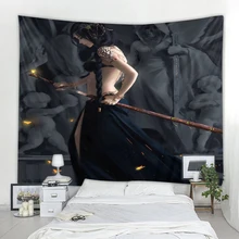 Hoja fantasma de wlop, decoración de fondo de dibujos animados, tapiz de tela colgante para dormitorio, sala de estar