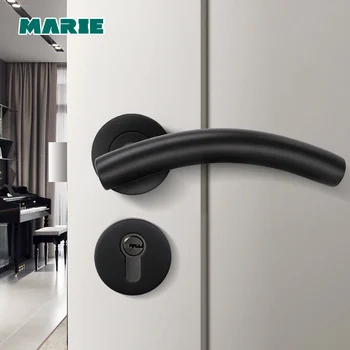 

LH1006 Modern black color stainless steel tube lever door handle bedroom washroom furniture door knob
