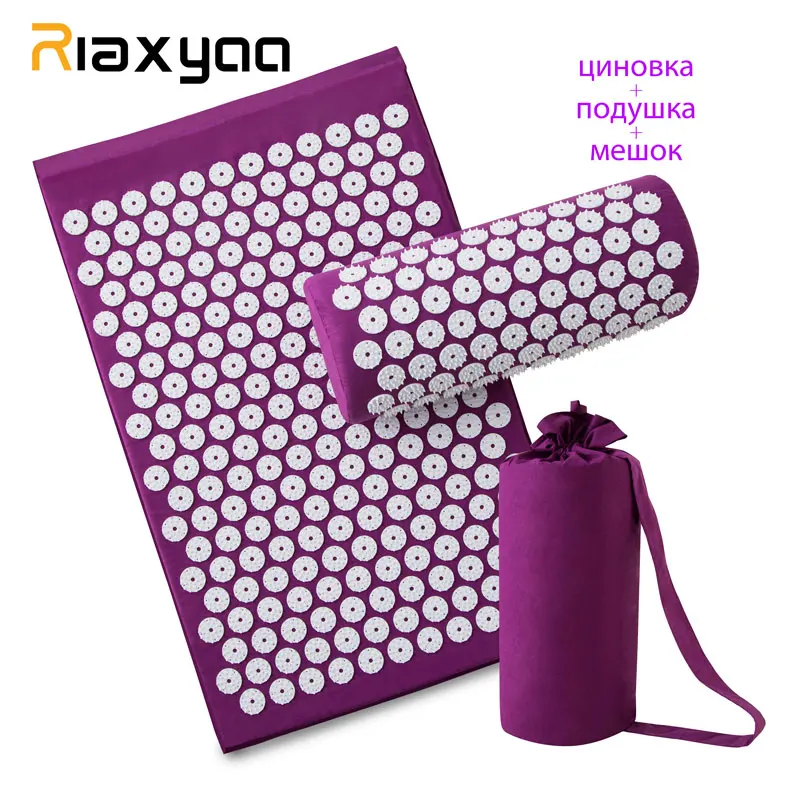 Massager (appro.67*42cm)Cushion Shakti Mat Acupressure Relieve Back Body Pain Spike Mat Acupuncture Massage Mat with Pillow