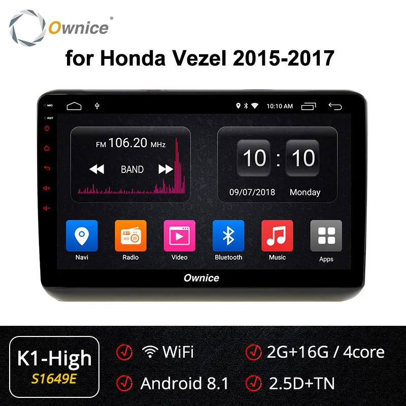 S1649 K1-High Ownice k3 k5 k6 Android 9,0 автомобильный аудио DVD gps плеер для Honda Vezel 4G ram 360 Pano ram радио Vedio 4G LTE SPDIF - Цвет: S1649 K1-High
