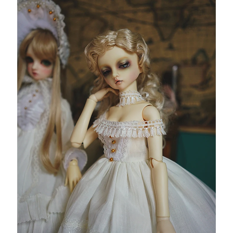 BJD платье без рукавов сказочное платье+ украшения на шею для 1/6 1/4 1/3 BJD кукла аксессуары костюм белое платье