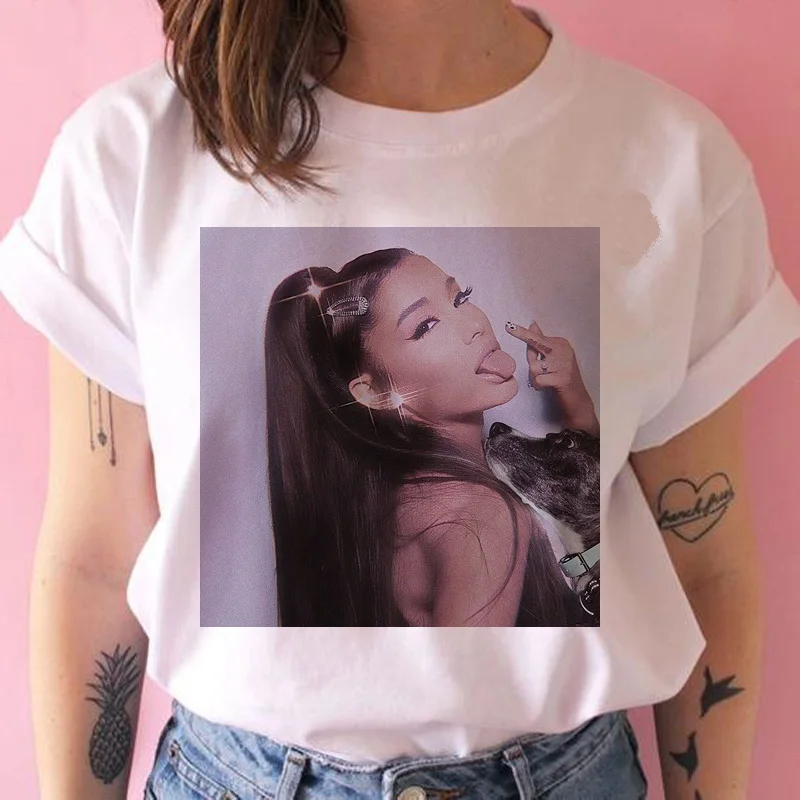 ariana grande T Shirt Women Hip Hop Tops ulzzang Casual tshirt harajuku kawaii 90s t-shirt female O-Neck T-Shirt Women