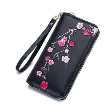 

Womens wallets and purses smart anti rfid long wrist wallet leather purse girls phone wallet vintage flower card holder