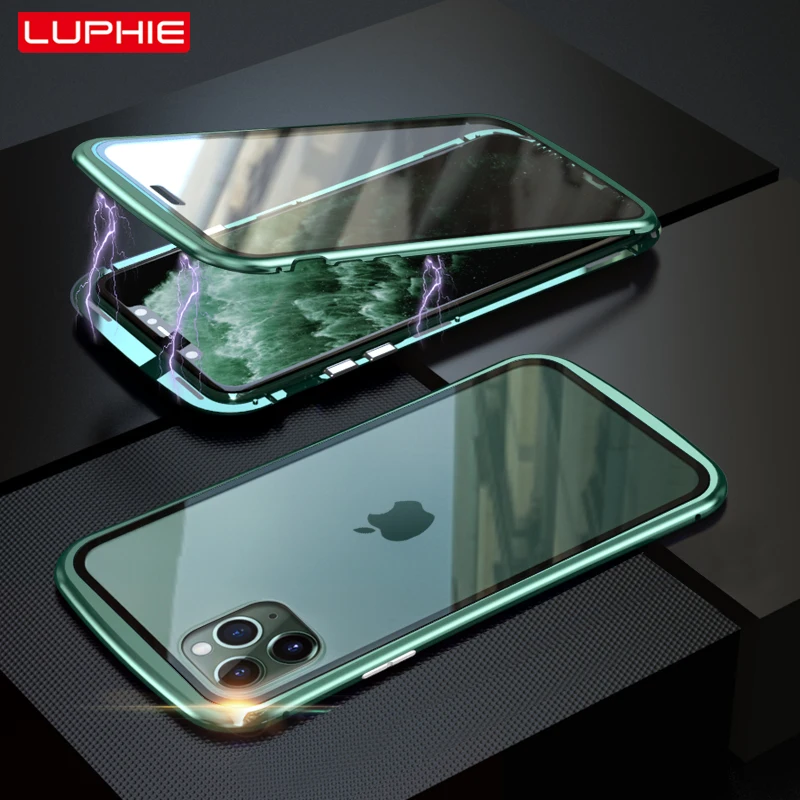 Luphie Магнитная 360 Полный Защитный чехол для iphone 11 Бампер металлический Coque