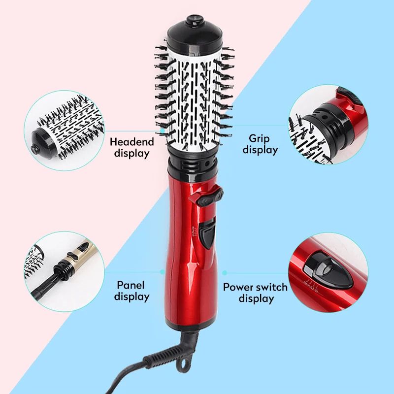2 In 1 Rotating Brush Hot Air Styler Comb Curling Iron Roll Styling Brush Hair Dryer Blow With Nozzles 2 Speed & 3 Heat Setting 5