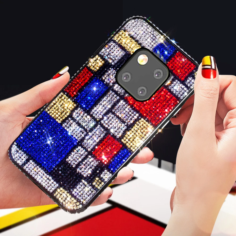 YueTuo glitter diamond back phone etui coque cover case for huawei mate 30 lite 20 pro mate30 30lite mate20 silicone accessories | Мобильные