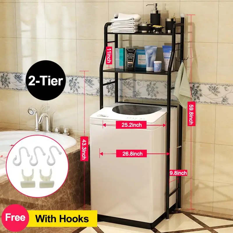 

Stainless Steel Over The Rack Toilet Cabinet Shelving Kitchen Washing Machine Rack Bathroom Space Saver Shelf Organizer Holder