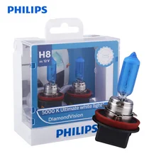 Philips H8 12 в 35 Вт алмазное видение 5000 К ксеноновая супер белая противотуманная лампа галогенные лампы автомобильные лампы PGJ19-1 12360DV S2, пара