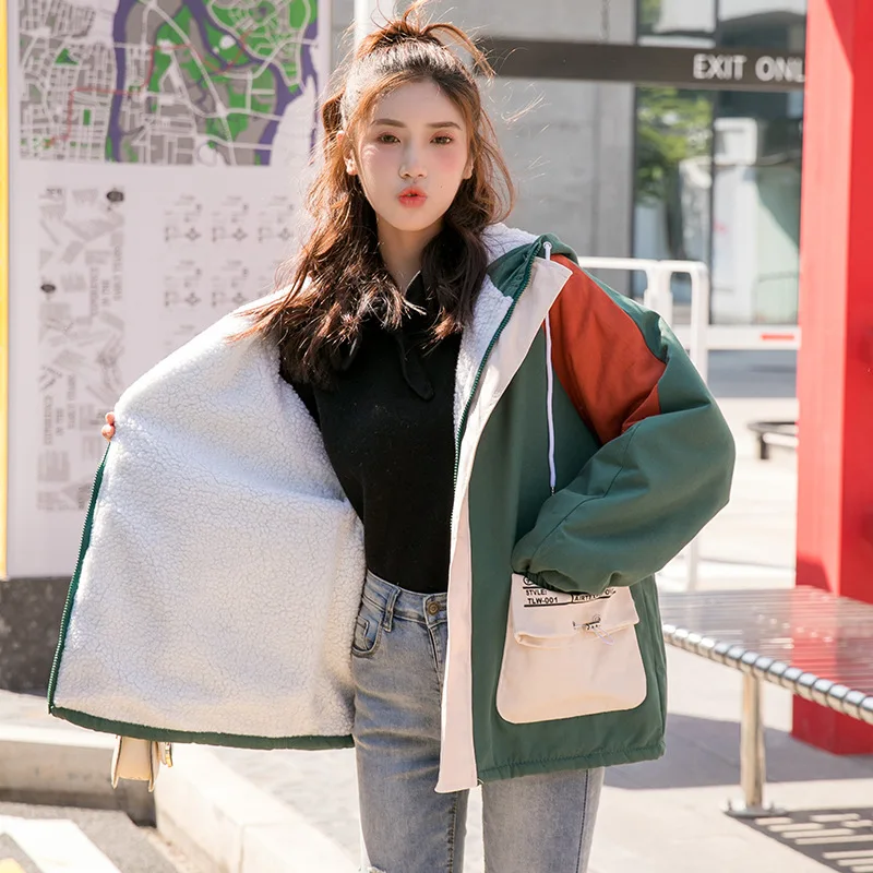 

Photo Shoot Thick Hooded Coat Women's Winter 2019 New Style Korean-style BF Style Loose-Fit Middle School Students Casual Workwe