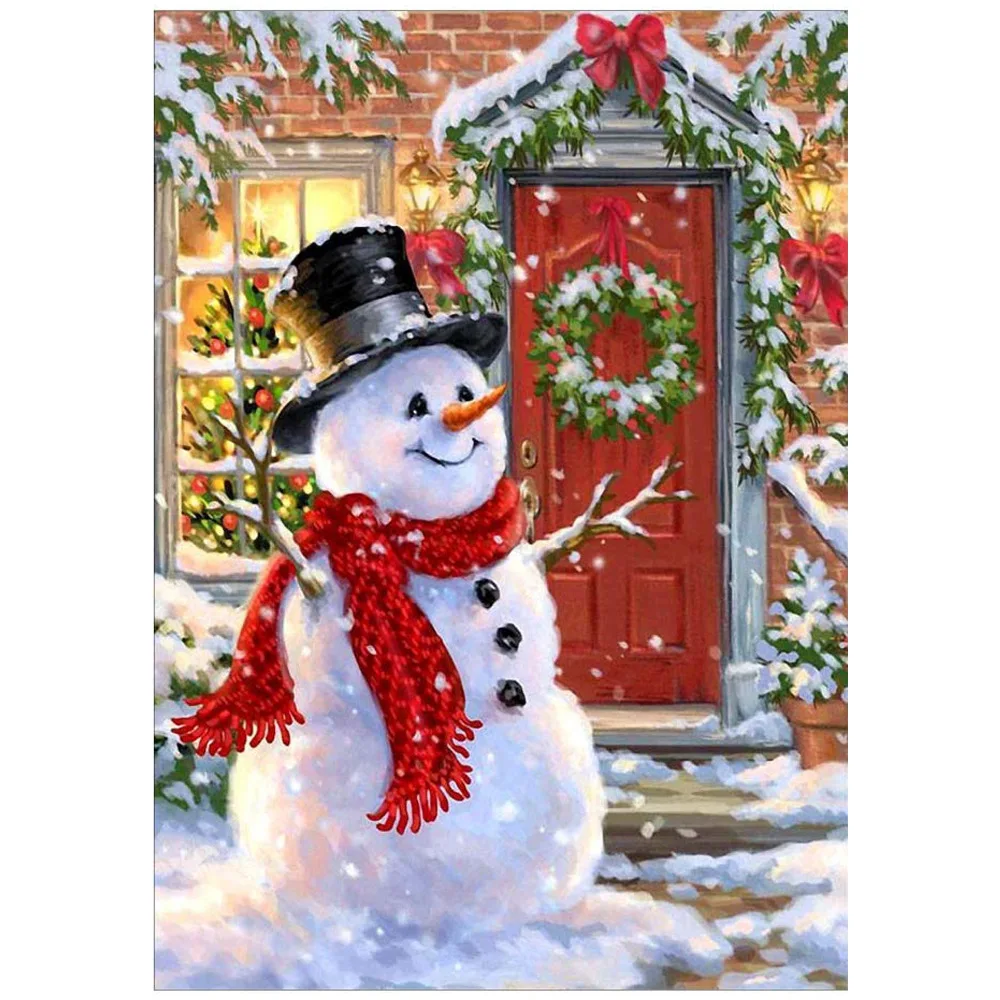 Christmas snowman DIY Кристалл полный дрель бриллиантовый рисунок Рождество Снеговик, лось, Санта-Кот крестиком Набор Мозаика круглые бусины подарок для детей - Цвет: Christmas snowman
