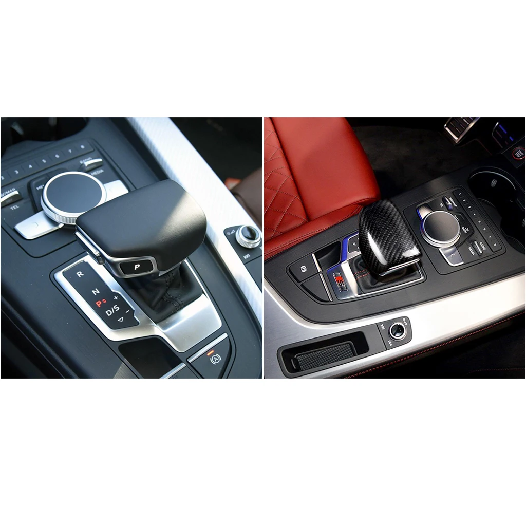 Car Interior Styling Carbon Fiber Gear Shift Knob Gear Head Sticker Cover for Audi A4 S4 RS4 B9 A5 S5 RS5 Q5 Q7