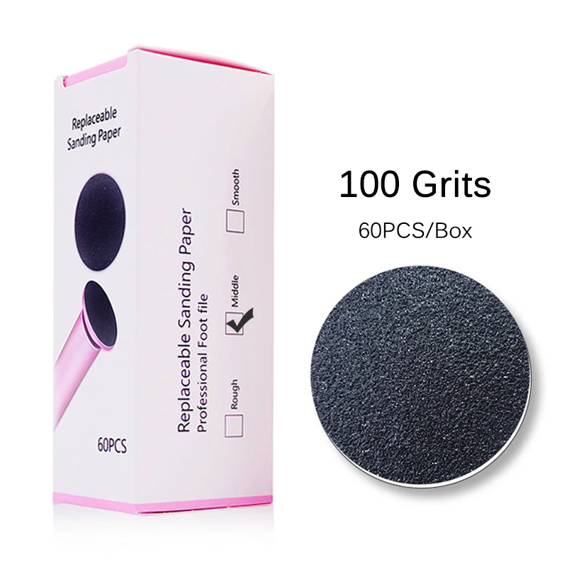 100 Grits 60 шт. Замена песок Бумага диск шлифовальный Бумага аксессуар для создать брендовую электрическую пилку для ног, инструмент для удаления мозолей педикюр электрической шлифовальной пилки для ног 60 шт./кор - Цвет: 100 Grits