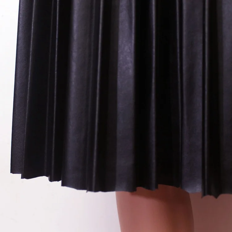 Женские юбки из искусственной кожи, женская элегантная повседневная модная плиссированная юбка