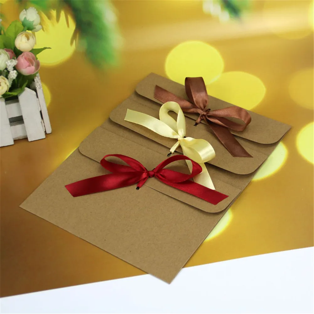 Sobres de cinta de papel Kraft clásico, bolsa de papel para cartas, invitación de fiesta para Navidad y boda, embalaje de sobre, 5 uds.