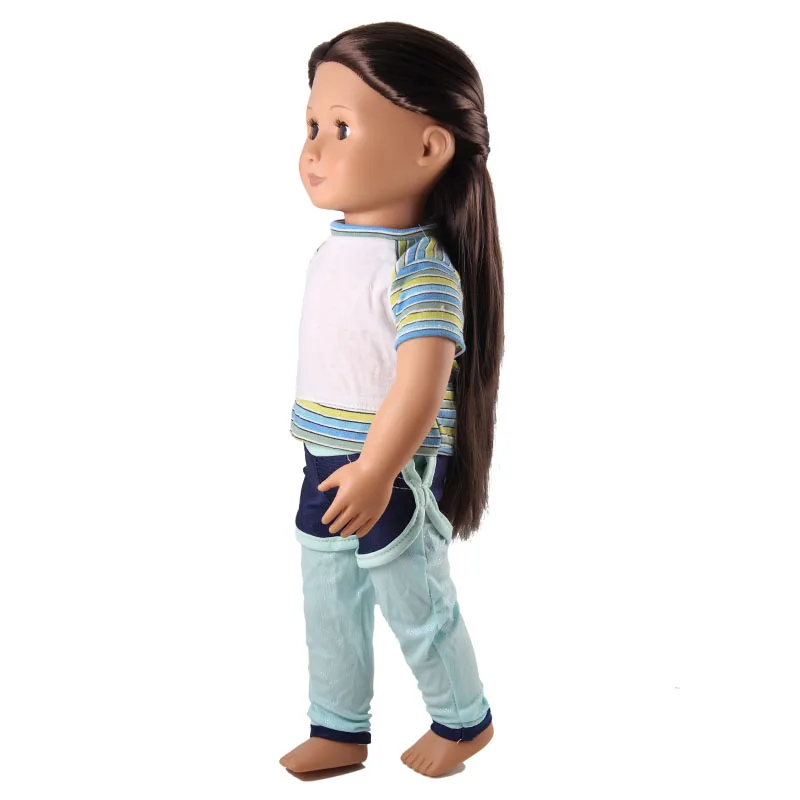 18 дюймов американская кукла, джинсовая куртка, футболка, обтягивающие штаны, детская одежда куклы, спортивный костюм для йоги 45 см, кукла