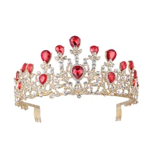 Linglewei New Hair Accessories Bridal Red Crystal Crown luxury headdress wedding dress accessories wedding zinc alloy jewelry Headwear Linglewei New Hair Accessories Bridal Red Crystal Crown luxury headdress wedding dress accessories wedding zinc alloy jewelry Headwear