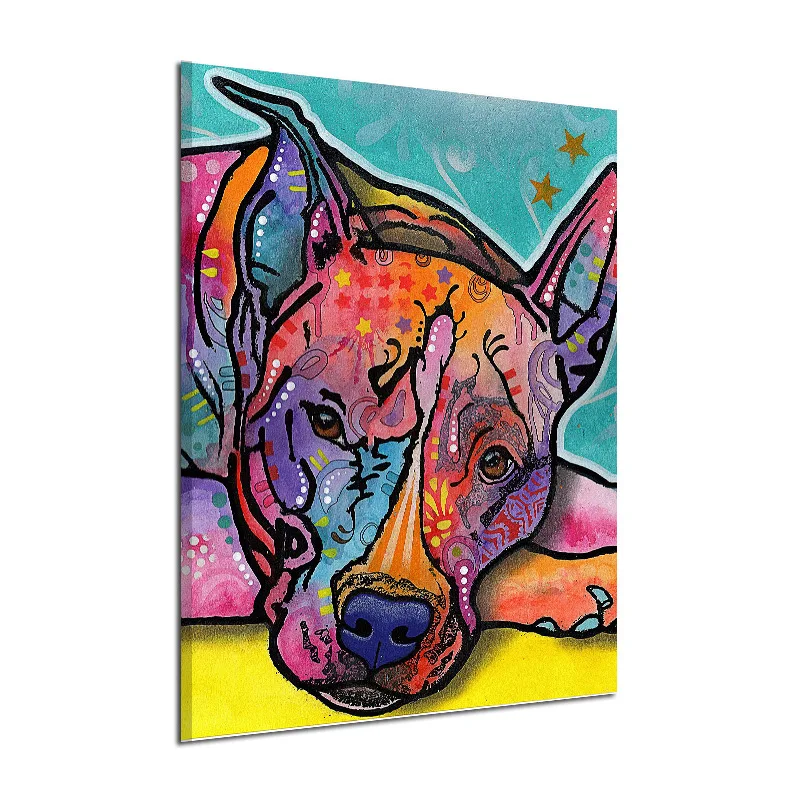 

Colorful Dog Animal Computer Spray-print wu kuang hua xin Canvas Oil Painting Modern Home Wall bi gua hua