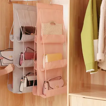 

Dustproof Bag Double-sided Multi Layer Storage Pouch Transparent Handbag Clothes Storage Bag Household Wardrobe Hanging