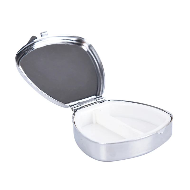 1PCS Portable Metal Pill Box Folding Pill Case Small Case Silver Tablet Pill Boxes Medicine Organizer Randomly