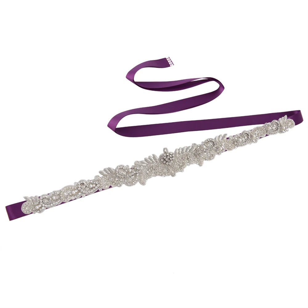 purple TRiXY S402 роскошный индийский Шелковый свадебный пояс свадебное платье со стразами пояс кристалл свадебные пояса свадебное платье аксессуары - Цвет: purple