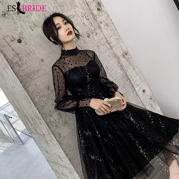 

Short cocktail dress A-Line O-Neck Full Sleeve Elegant Evening Party Gowns