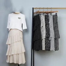 Летние цветочные каскадные длинные шифоновые женские юбки милые Асимметричные многоуровневые с цветочным принтом шифоновые длинные юбки плиссированные летние юбки