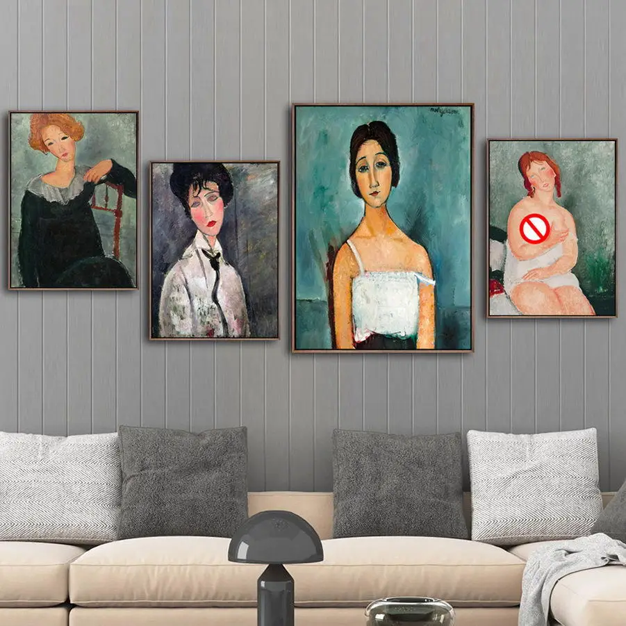 

Italy Giclee Print Painting Core Customizable MODIGLIANI Modigliani Retro Figure Painting Heart