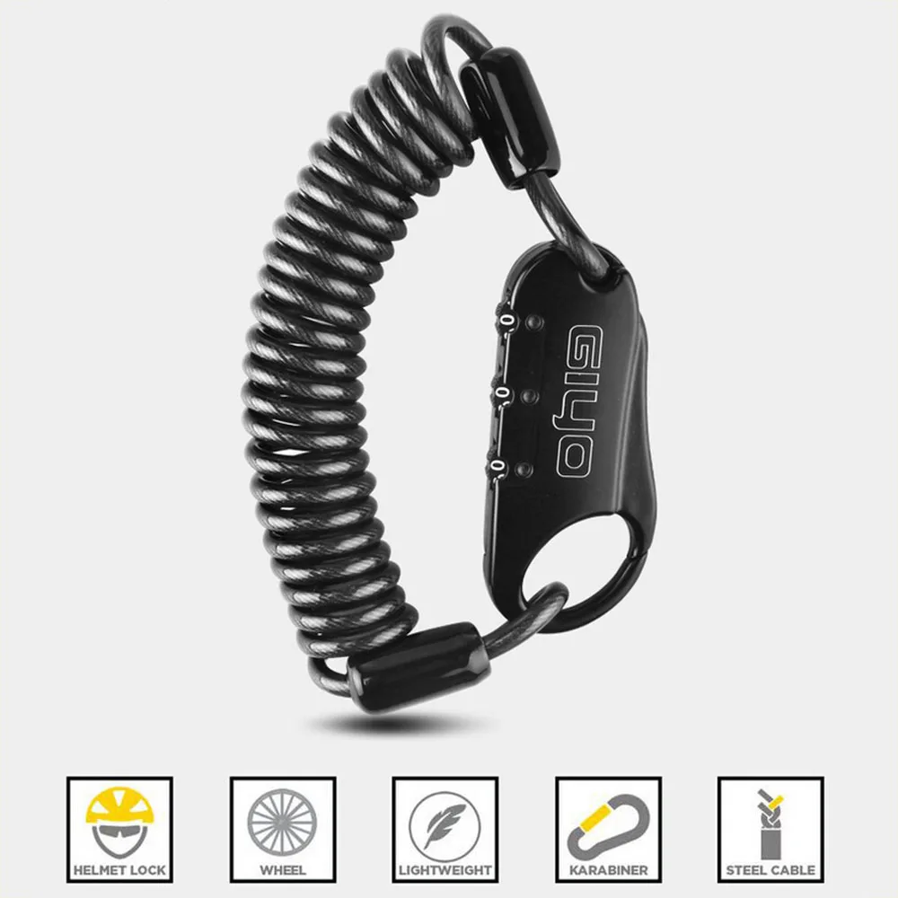GIYO Portable Riding Supplies Mini Bike Lock Multi-Function MTB Bike Road Bike Helmet Cushion Carriage Wheel Spring Coded Lock