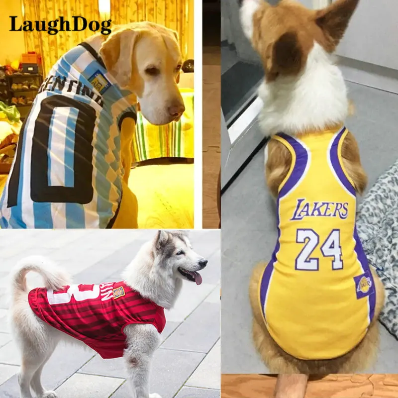 Summer Pet Vest T shirt Dog Clothes Basketball Football Jersey Golden