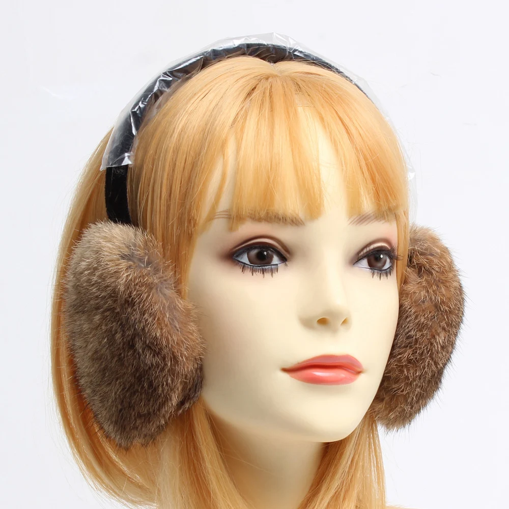 Winter Natural Real Rex Rabbit Fur Earmuff Women Warm Soft Rex Rabbit Fur Ear Muffs Brand Fashion Genuine Real Fur Earlaps