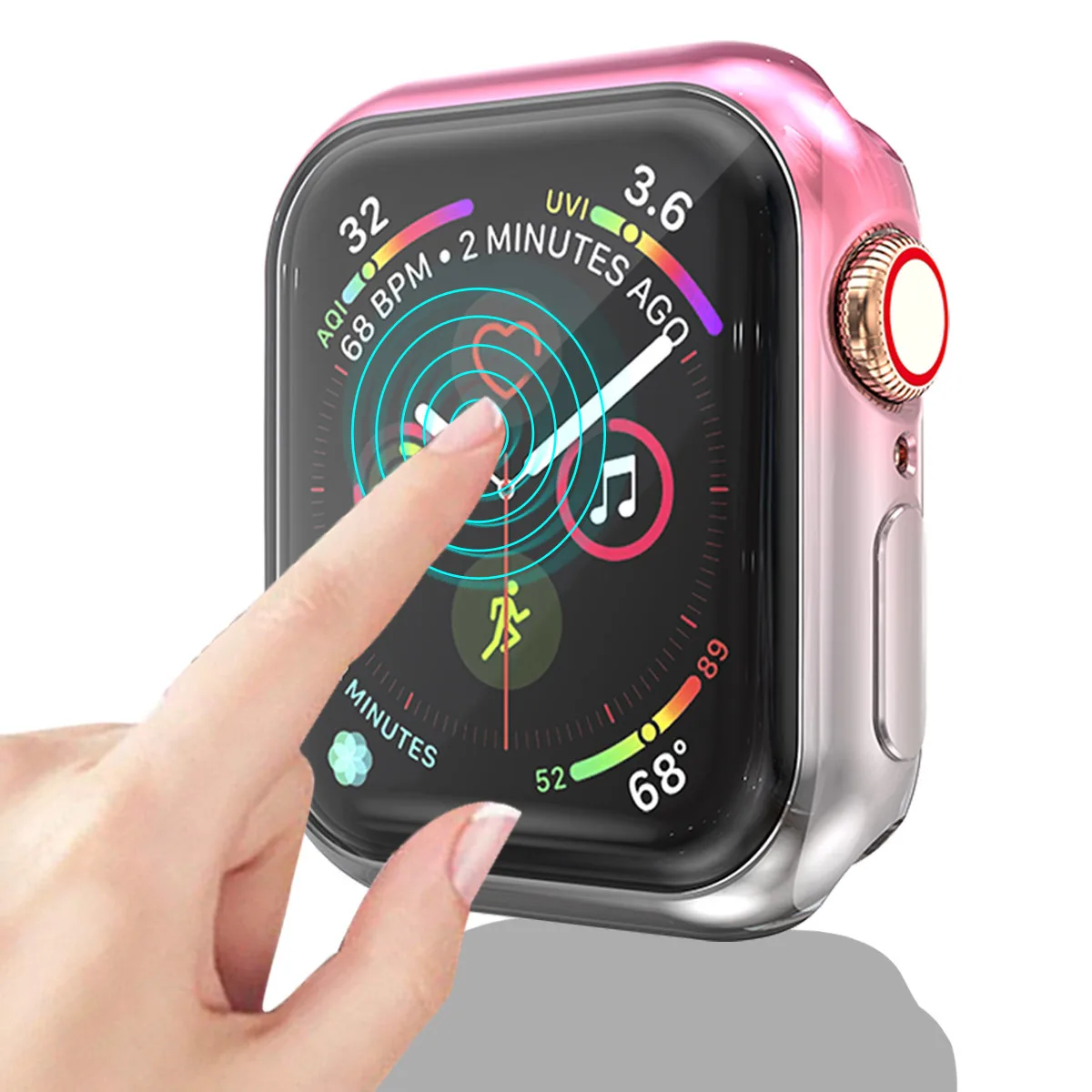 Защитный чехол для Apple Watch 4 5 360 тонкий градиентный ТПУ чехол Защита экрана для iWatch 42 мм 38 мм 44 мм 40 мм водонепроницаемый корпус