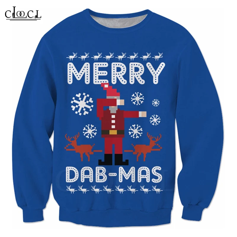Рождественская креативная модная Толстовка CLOOCL с надписью Merry Dab mas для пары топы