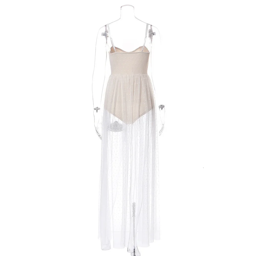 NATTEMAID длинное Пляжное Платье макси с тонкими лямками, женское прозрачное кружевное платье в сеточку, летние белые платья