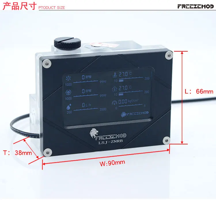 Freezemod Water Cooler System Monitor LCD Flowmeter Temperatuur